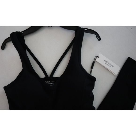 Calvin Klein Performance PF2D8044 Women Sz XS Black Fitted Strappy Jumpsuit $100 - Picture 7 of 10
